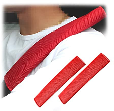 8sanlione Weiches Sicherheitsgurt-Schulterpolster, Auto-Sicherheitsgurt-Abdeckungen für komfortableres Fahren, Auto-Sicherheitsgurt-Schutz, Gurtpolster, kompatibel mit allen Autos und Rucksäcken (Rot)