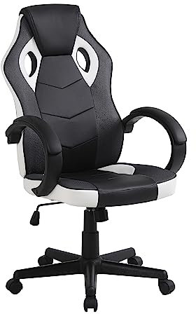 One Living Storm – Silla Gaming Ergonómica con Diseño Deportivo, Altura Ajustable, Reposabrazos Fijos, Base Giratoria 360°, Soporte Lumbar y Estilo Racing (Negro y Blanco)