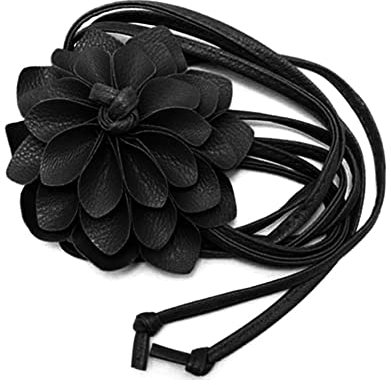 Cintura in pelle con fiore per donne, elegante cintura da annodare in vita, cintura decorativa per abito da sposa
