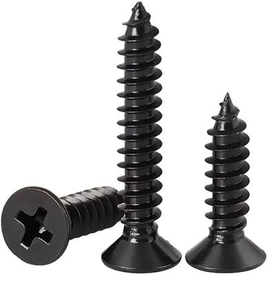 FandWay Vis Autotaraudeuses à Tête Fraisée M5 x 12/16/20/30/40mm Oxyde Noir Acier Cruciformes Vis à Tête Plate à Bois,Vis à Tôle Autoperceuses Entièrement Fileté (20 pièces/chacune)