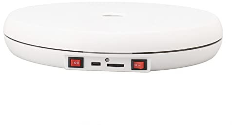 soobu Motorized Rotating Display Table, 9.8 Inch LED Light Turntable, Noiseless Rotating Display Stand for Cosmetics (White)