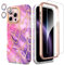 SHEDEER 4-in-1 iPhone 15 Pro Max Case with Screen Protector + Bumper & Camera Protector | Military-Grade Shockproof 360° Protection, 15 Pro Max Case Glossy Fade-Resistant Pattern Design (Purple)