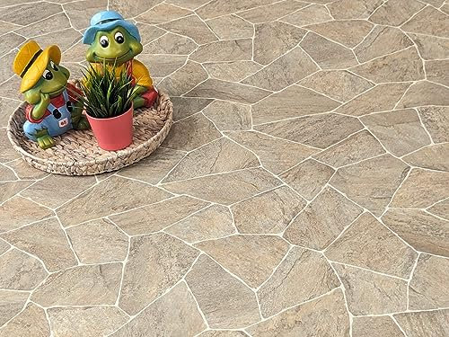 PVC Bodenbelag Vinylboden in Bruchstein Mosaik, Zuschnitt (4m breit, 5m lang)