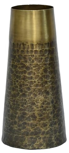Tischvase aus Messing in antikem Gold, 19 x 39 cm