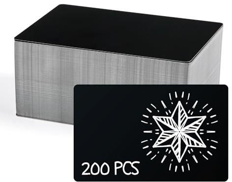 200pcs Metal Business Cards Blank, Engraving Aluminum Plates for CNC Engraver Crafting Engraving DIY Gift Cards 3.39x2.13x0.01in (Black Matte)