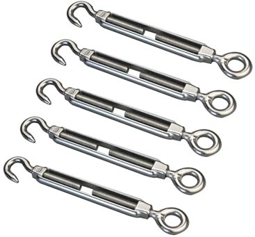 BREAKA 5 uds 304 Gancho de Cuerpo Abierto de Acero Inoxidable y Tensor de Ojo M4 a M10 Varilla roscada Cuerda de Alambre tensores de Cadena Hardware de Aparejo (Size : M5)