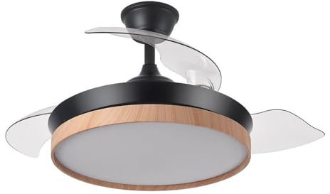 FABRILAMP AKUNADECOR Ventilador Negro Con Motor Dc Modelo Evros S Aspas Desplegables