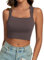 Cuptacc Crop Top Damen Baufreie Eckigem Ausschnitt Spaghetti Tops Croset Lässig Oberteile Ärmelloses Fitness Tshirt Desert Taupe Mittel M 38-40