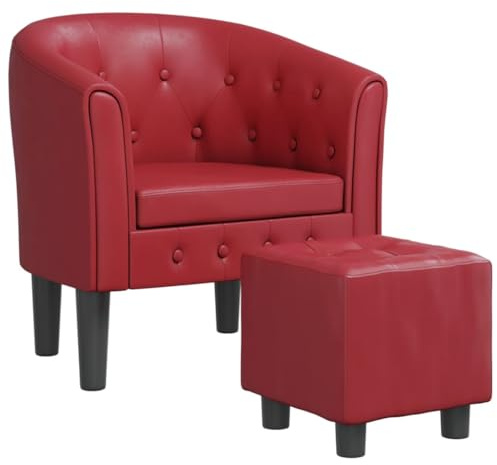vidaXL Clubsessel mit Fußhocker Weinrot Kunstleder