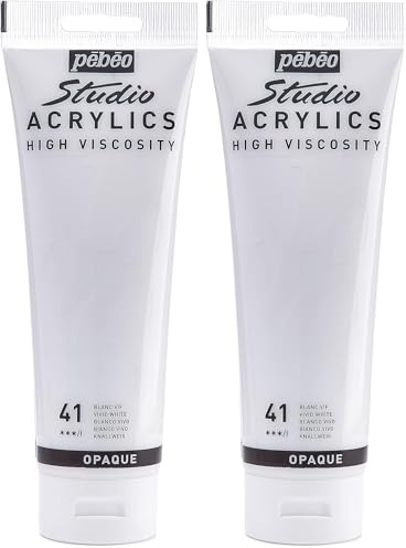 PEBEO 169041 Studio 250ml Acrylic Paint-Vivid White (Pack of 2)