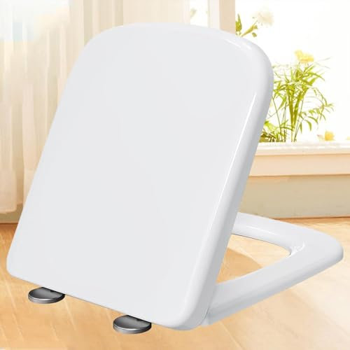 Premium Wc Sitz Eckig Absenkautomatik Toilettendeckel Familien Klobrille Quick Release Easy-Clean-Funktion Wc-Sitz Top-Installation Einfache Montage,white-34 * 45cm