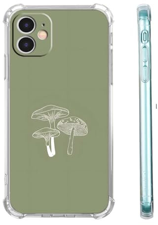 Sage Green Mushroom Case Compatible with iPhone 11,Minimalist Aesthetic Plant Case for Men Women, Unique Trendy Bumper TPU Case for iPhone 11