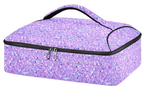 Contenitore per casseruole con sfondo a mosaico viola, per cibi caldi o freddi, borsa termica per casseruole con coperchio, per viaggi, feste, picnic, Sfondo Mosaico Viola, Taglia unica