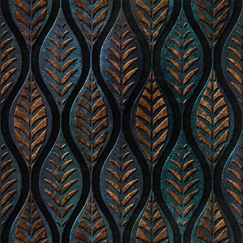 HEKO PANELS Samt Stoff Meterware Dekostoff Bedruckt Möbelstoff Polsterstoff Samtstoff Velvet Polyester Stoffe Zum Nähen Wasserabweisend Royal Ornamente Blätter 140 x 100 cm RDX1321