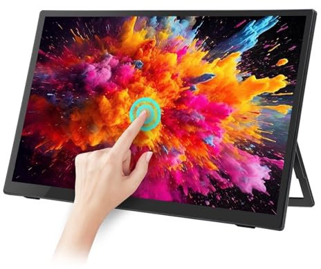 Portable Monitor Touchscreen, 13 Inch FHD 1080P HDR IPS Touch Screen, USB C HDMI Gaming Monitor, Built-in Kickstand & Speakers, External Monitor for Laptop, PC, Phone, TV Boxes