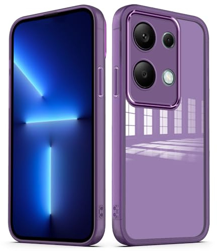 YUXING Cover per Xiaomi Redmi Note 13 Pro 4G / Poco M6 Pro 4G Custodia Trasparente con Pellicola Protettiva Lenti Morbida Ultra Sottile Antiurto Bumper Slim Case - Viola