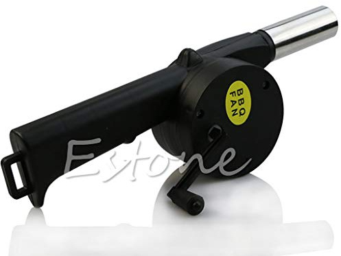 Handkurbel BBQ Ventilator Tragbarer Grill Luftgebläse Geschwindigkeitsregelung und Metallventilator für Balg Camping Wandern Picknick BBQ Gebläse USB