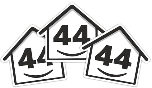 3 x Bin Numbers for Wheelie Bins, 1-99, 15cm ‘Happy House’ Design Dustbin Stickers, Easy Application Stick On Number Stickers - Weatherproof Self Adhesive Vinyl, Black (44)