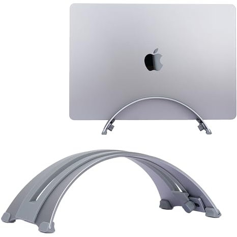 Psitek Supporto Verticale Regolabile per Laptop-Alluminio 6061, Precisione CNC, Finitura Anodizzata, Adatto a Tutti i Laptop Inclusi Quelli da 17 Pollici, Design Ventilato, Pad Antiscivolo in Silicone