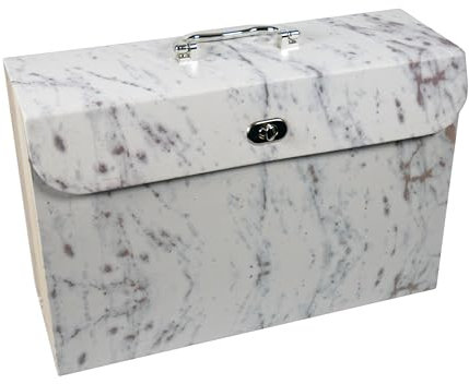 Cathedral Products Luxurious Marble Design 19-Pocket Expanding Box File with Silver-Coloured Accents | Stylish Document Organiser | A4 Size