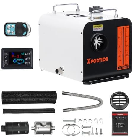Riscaldatore diesel 8.3KW, riscaldatore d'aria diesel portatile nero 12V/24V/220V, riscaldatore diesel all-in-one con telecomando e pannello LCD per auto, camion, camper e uso interno