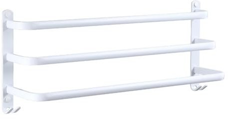 Porte-serviettes Mural En Aluminium à 3 Niveaux Avec Crochets,Porte Serviette Salle De Bain,Porte-serviettes Sur Pied, Avec 4 Crochets, Pour Salle De Bain, Cuisine, Blanc (70cm)