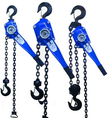 JIEYUGH Manual Lever Chain Hoist,G80 Galvanized Carbon Steel,Lift 3M Manual Ratchet Chain Puller Hoist with 2 Hooks Heavy Duty,for Garages, Building, Warehouse(1.5T,6M)