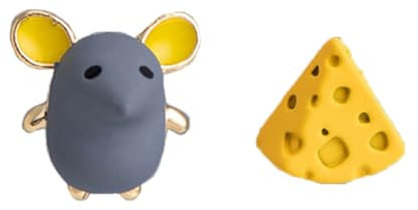 FUXIU Niedliche Maus- und Käse-Ohrringe, bezaubernder Stil, Asymmetrie-Ohrring für Tier-Cartoon-Ohrclips, Ohrringe, Schmuck-Ornament, Wie ausführliche Beschreibung