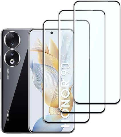 Dlxiks Protector de Pantalla para Honor 90, Cristal templado Antiarañazos,Dureza 9H, fácil instalación, Sin Burbujas, Antiarañazos, HD Transparente, 3 Unidades