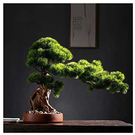 Bonsaï artificiel en pot en céramique de 30 cm, fausse verdure pour décoration d'intérieur, fausse plante d'intérieur en pot (couleur : D)
