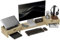HOMCOM Rehausseur écran PC bureau support d'écran d'ordinateur de 60-116 cm support moniteur avec 2 tiroirs, longueur et angle réglables, pour ordinateur portable, ordinateur, PC, chêne