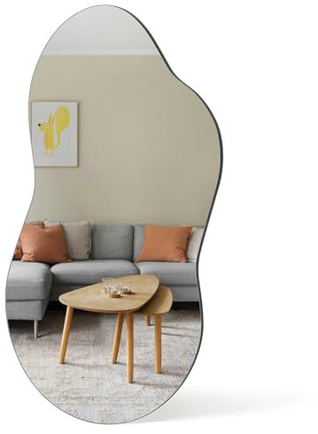 Ymahizax Asymmetrischer Spiegel, 91 x 48cm groß Wandspiegel Ohne Rahmen für Das Badezimmer Flur Schminken Ankleiden Wandspiegel schwarz DekorativerSpiegel für Wohnzimmer Schlafzimmer
