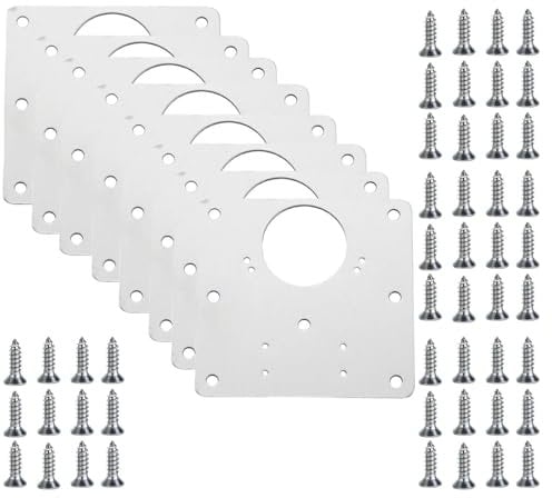 Hinge Repair Plate - 6 PCS Cabinet Hinge Repair Plate with 48Pcs Mounting Screws for Wood, Furniture, Shelves, Cabinet, Protects Wooden Kitchen Cabinet Doors