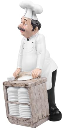 Europäische Kochstatue aus Kunstharz, Stehend, Dekoration für Küche | Weiße Miniatur, für Zuhause und Küche, Stabile Figur im Europäischen Stil, Passend für Restaurants Zufällige Farbe