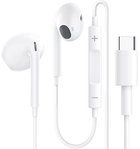 Cuffie in-ear tipo C per iPhone 16 15 Pro Max, auricolari con cavo USBC con microfono e controllo del volume, isolamento acustico, auricolari cablati per S-amsung S24 S23 S22 Ultra, H-uawei P60/P50