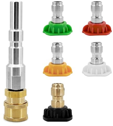 Raccord rapide D12 pour Nilfisk - Avec 5 buses de nettoyeur haute pression en acier inoxydable - Raccord rapide - Adaptateur baïonnette - Accessoire de nettoyeur haute pression pour Nilfisk Alto KEW