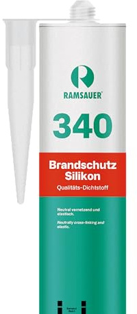 Ramsauer 340 Brandschutz Silikon - 310ml Kartusche, Neutralvernetzend, Korrosionsfrei, für Brandschutztüren und Fensterversiegelung, Temperaturbeständig bis 250°C (Grau)