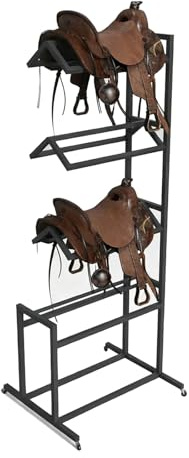Porte selle cheval Support De Desserte De Selle À 4 Niveaux Pour Selles De Western, Chariot Porte-selle Portable Avec Roues, Support De Couverture De Cheval Pour La Sellerie