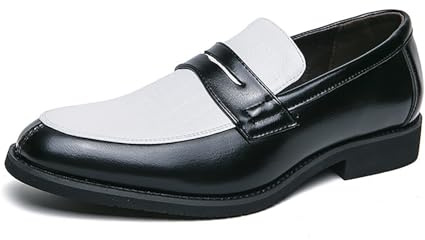 Mocasines Oxford bicolor for hombre, zapatos de vestir sin cordones, informales, modernos, con bloques de color, negro, azul y blanco