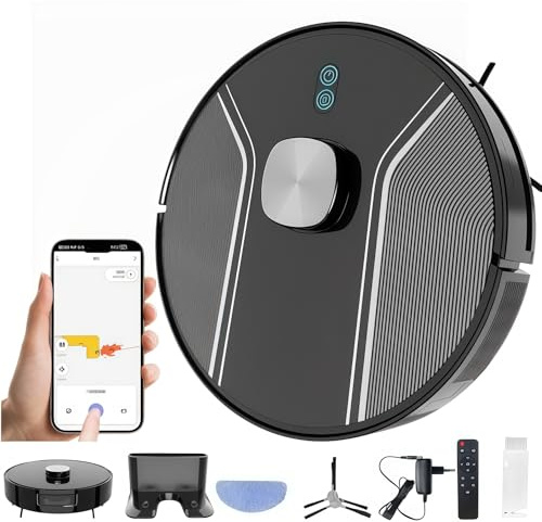 AAFGVC oryzon Saugroboter V8 Pro Staubsaugerroboter mit Wischfunktion, 2-in-1 Saug- und Wischroboter, Absturzschutz, Starke Saugkraft für Fliesen Holzböden und Teppiche