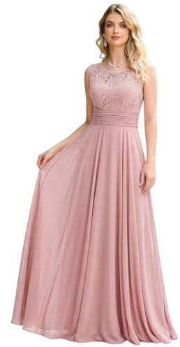BABYONLINE D.R.E.S.S. Robe de Soirée pour Mariage Femme Longue en Dentelles Mousseline de Soie sans Manches
