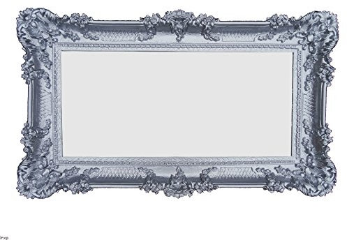 Lnxp WANDSPIEGEL BAROCKSPIEGEL Spiegel IN Silber 96x57 ANTIK BAROCK Rokoko Shabby CHIC Retro Design 75SP