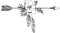CLICKANDPRINT Aufkleber » Pfeil mit Blumen und Federn, 30x16,3cm, Dunkelgrau • Wandtattoo/Wandaufkleber / Wandsticker/Wanddeko / Vinyl