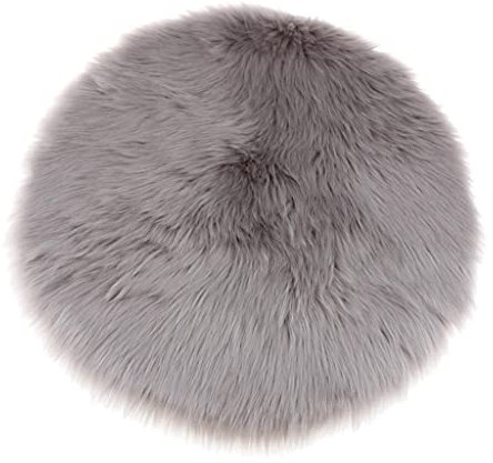 F Fityle Coussin De Siège Rond Moelleux en Fausse Fourrure, Tapis en Peau De Mouton Shaggy, Accessoires De Photo - Gris 33cm