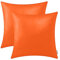 Brawarm Kissenbezüge aus Kunstleder, Leder-Kissenbezüge, einfarbig, für Couch, Bett, Sofa, Garten, Zuhause, dekorativ, Orangefarben, 55,9 x 55,9 cm, 2 Stück
