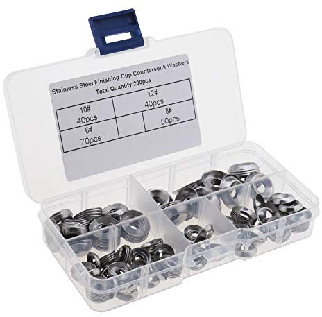 OTOTEC 200pcs Rondelles de Finition Fraisée, Tasse à Vis en Acier Inoxydable 304