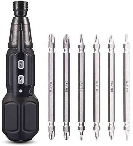 Juegos de Atornillador Eléctrico, Mini Destornillador Inalámbrico Recargable Automáticos Portátiles con 6 Puntas de Tornillo Intercambiables para bricolaje en Casa, Principiantes y Experimentados