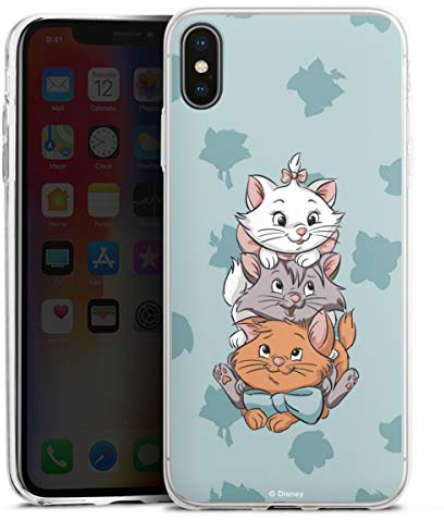 Slim Case kompatibel mit Apple iPhone XS Max Silikon Handyhülle transparent Hülle extra dünn Disney Aristocats Katze