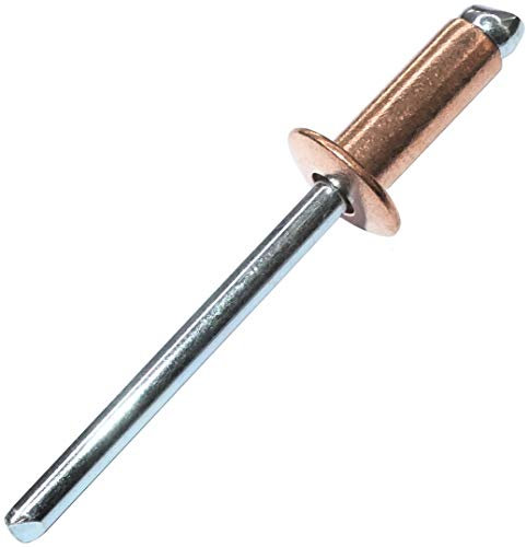 AERZETIX - Set di 20 rivetti ciechi standard Ø4.8x12mm rame/acciaio - DIN 7337 - rivetto pop - rivetto a rottura stelo - testa piatta - C48067
