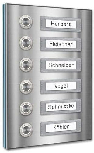 Sechsfamilien Türklingel 145x210mm mit wechselbaren Namensschildern